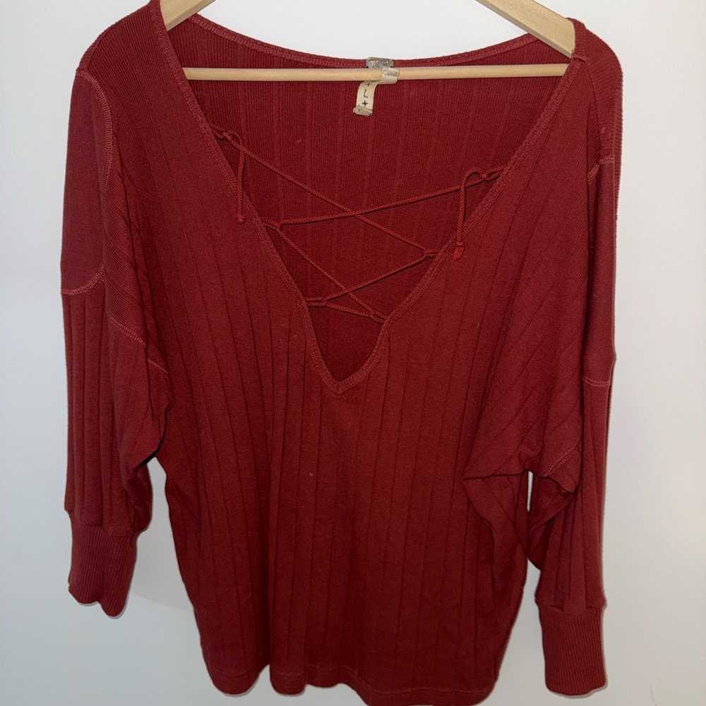 We The Free Brick Red Knit Top